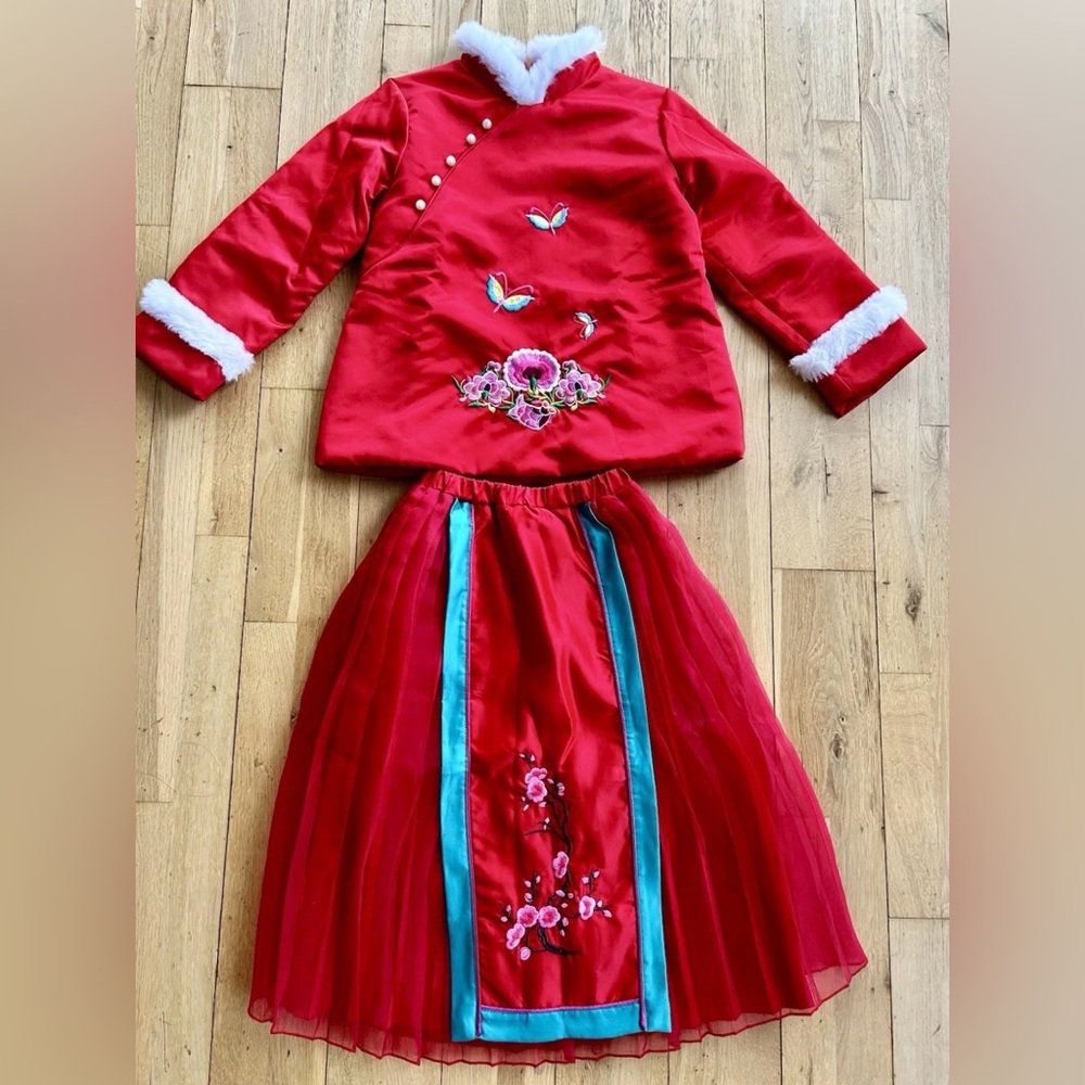 Sim Tree Chinese New Year Outfit Embroidery qipao Size 160cm/ 10-14Y